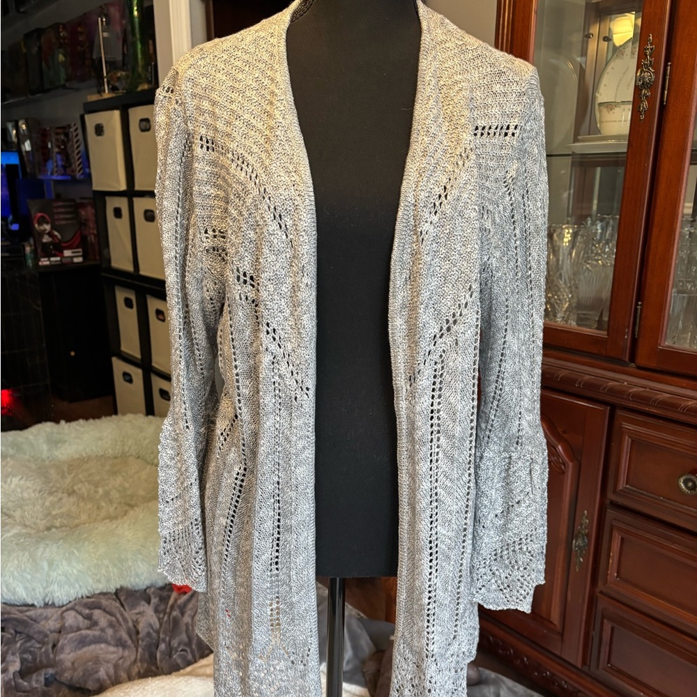 LC Lauren Conrad Gray Open-Front Sweater